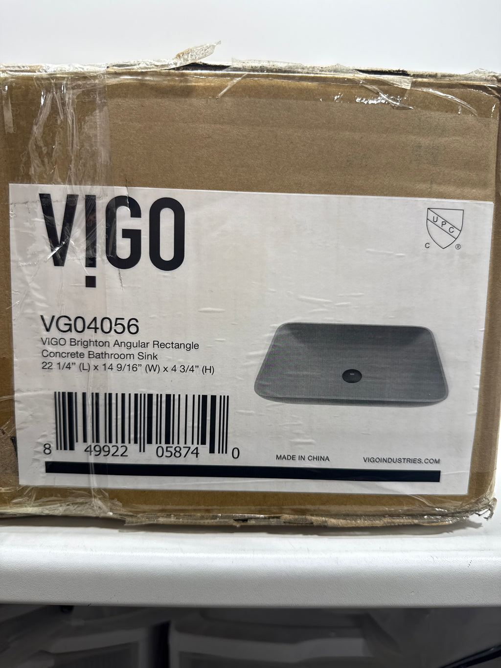 Vigo VG04056 Lorca Gothic 22" L X 15" W X 5" H Rectangular Concrete Vessel Bathroom Sink Gray