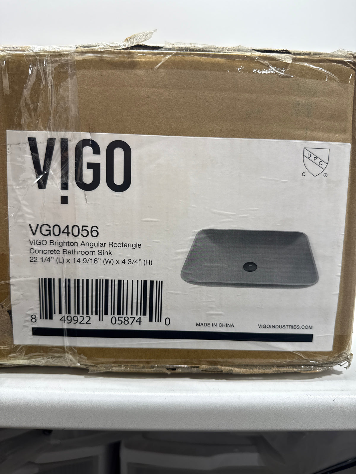 Vigo VG04056 Lorca Gothic 22" L X 15" W X 5" H Rectangular Concrete Vessel Bathroom Sink Gray