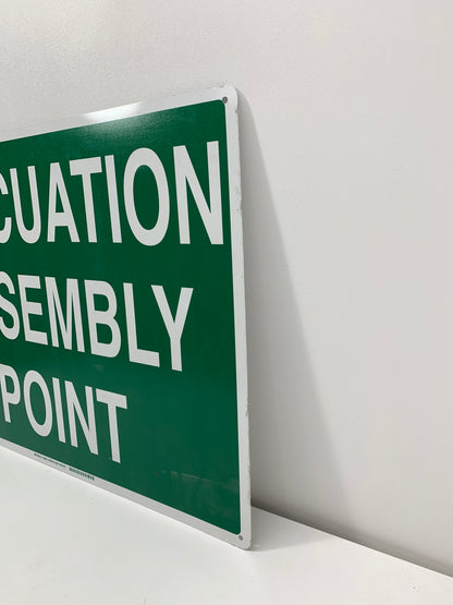 Brady 139657 Aluminum "Evacuation Assembly Point" Sign, Text, 18" H x 24" W, White on Green