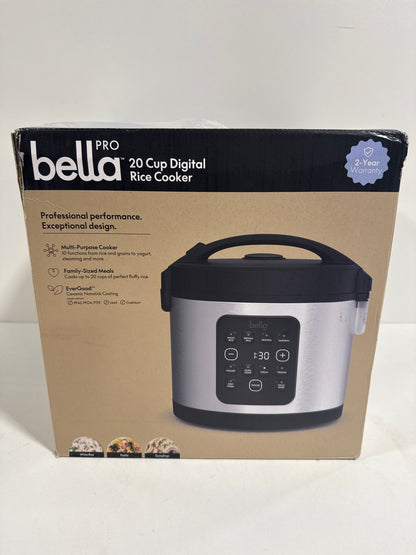 Bella PRO - 20-Cup Digital Rice Cooker - Stainless Steel