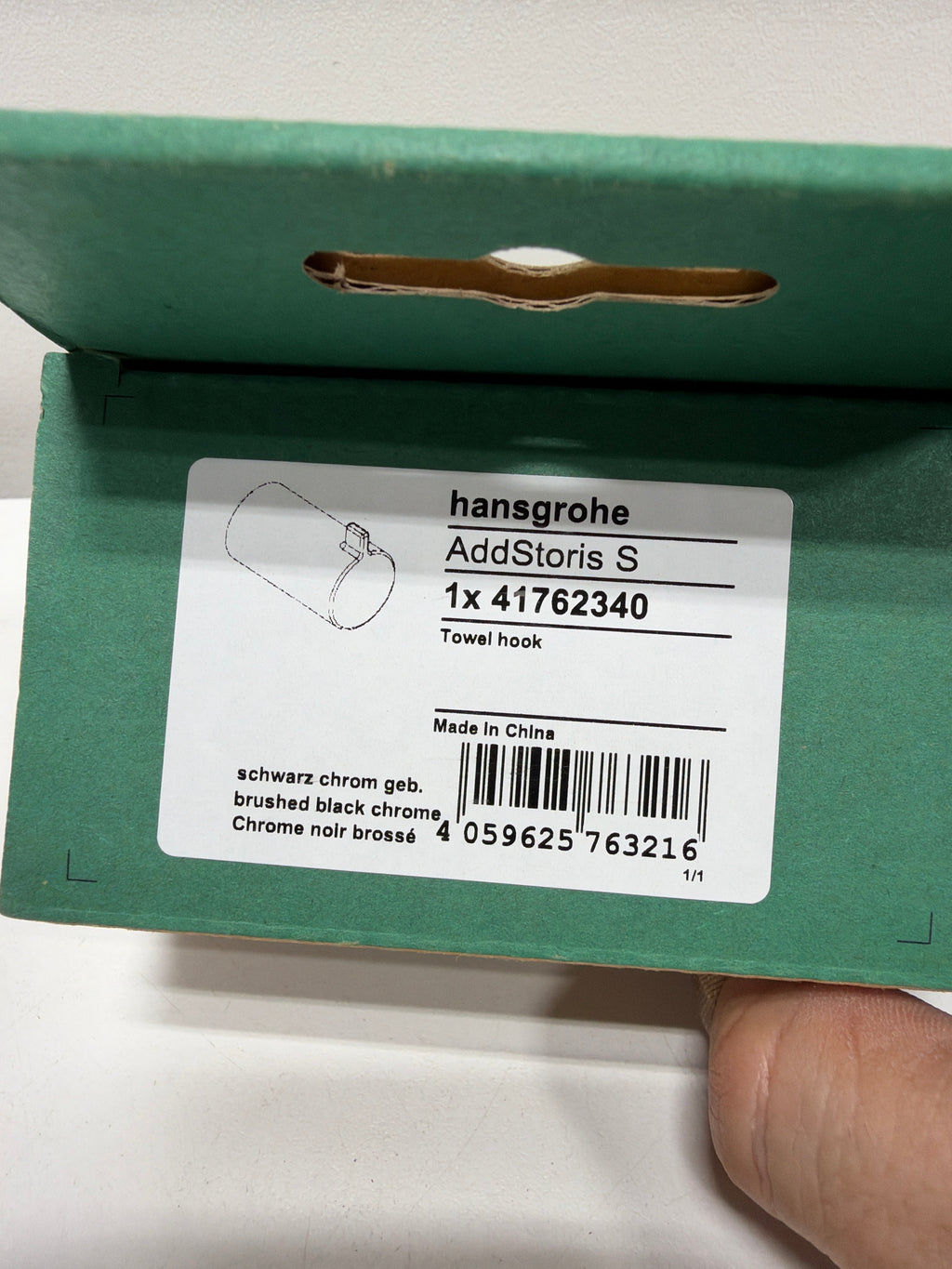 Hansgrohe 41762 AddStoris S Single Robe Hook Brushed Black Chrome