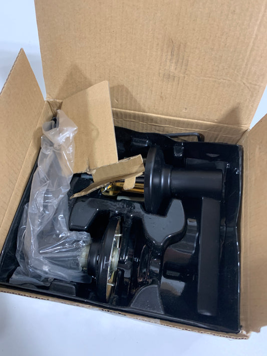 Kwikset - Ladera Matte Black Keyed Entry Door Handle Featuring SmartKey Security