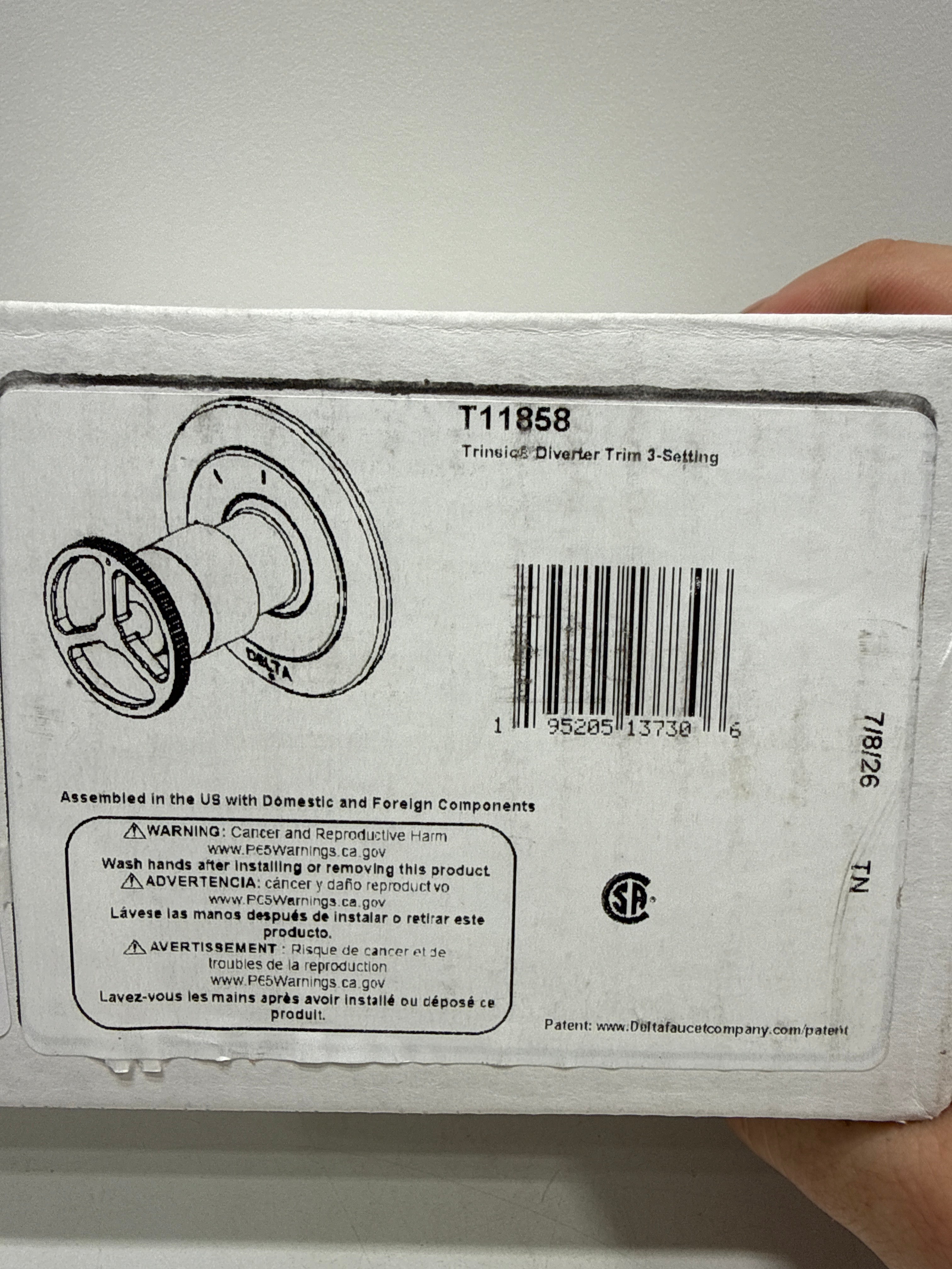 Delta T11858 Trinsic Three Function Diverter Valve Trim with Wheel Handle Less Rough-in Valve