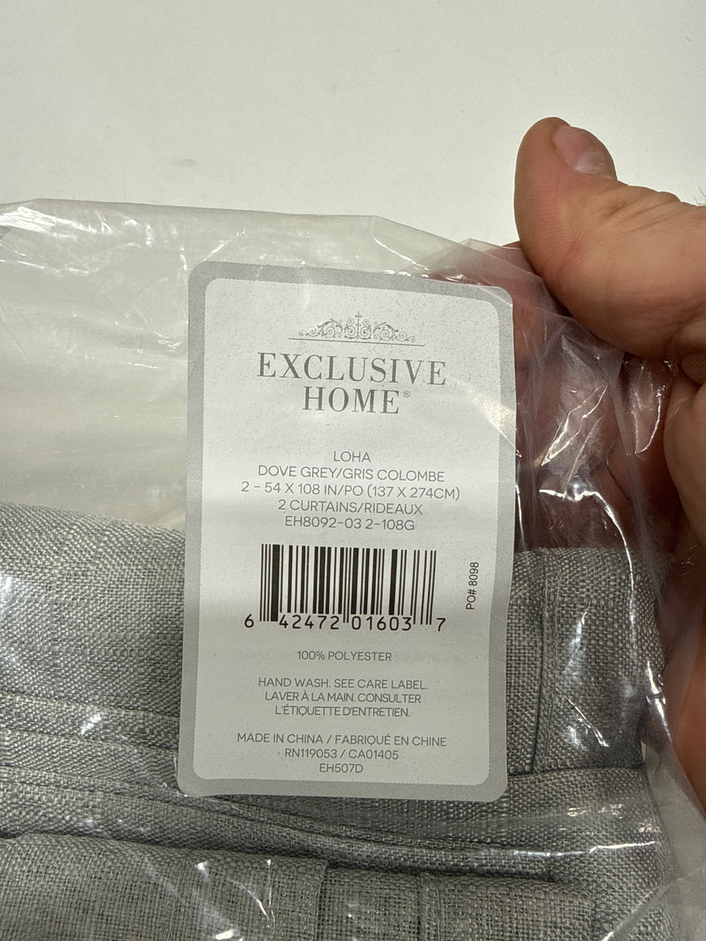 Loha Dove Grey Solid Light Filtering Grommet Top Curtain, 54 in. W X 108 in. L (Set of 2)