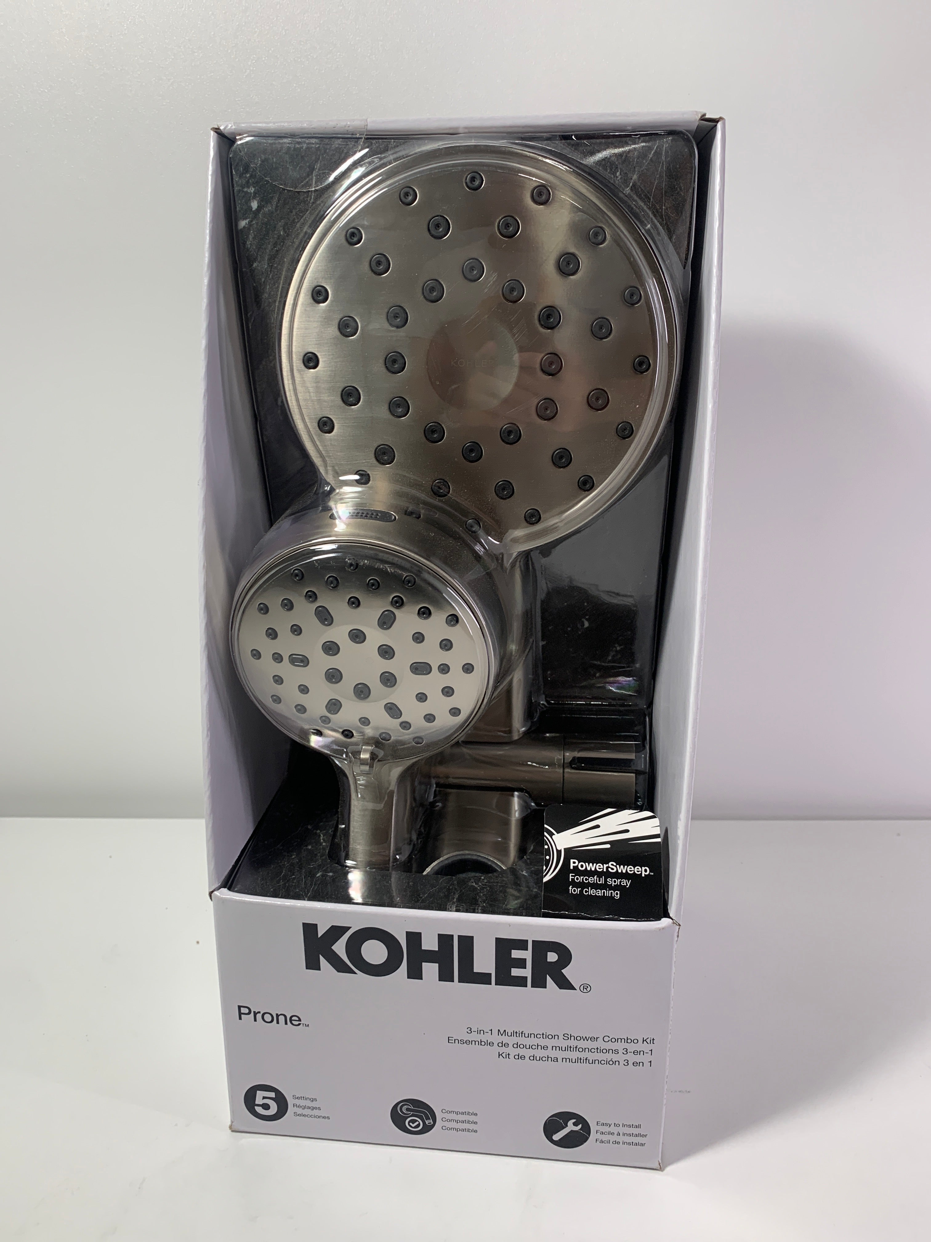 Kohler Prone 3-in-1 Multifunction Shower Head with PowerSweep (Brushed Nickel)