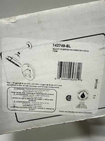 Delta 142749 Nicoli Monitor 14 Series Single Function Pressure Balanced Shower - Rough-in Included Matte Black Showers Shower Only