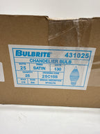 Pack of (25) 25 Watt Dimmable Satin Finish C15 Spunlite Incandescent Light Bulbs with Medium (E26) Base