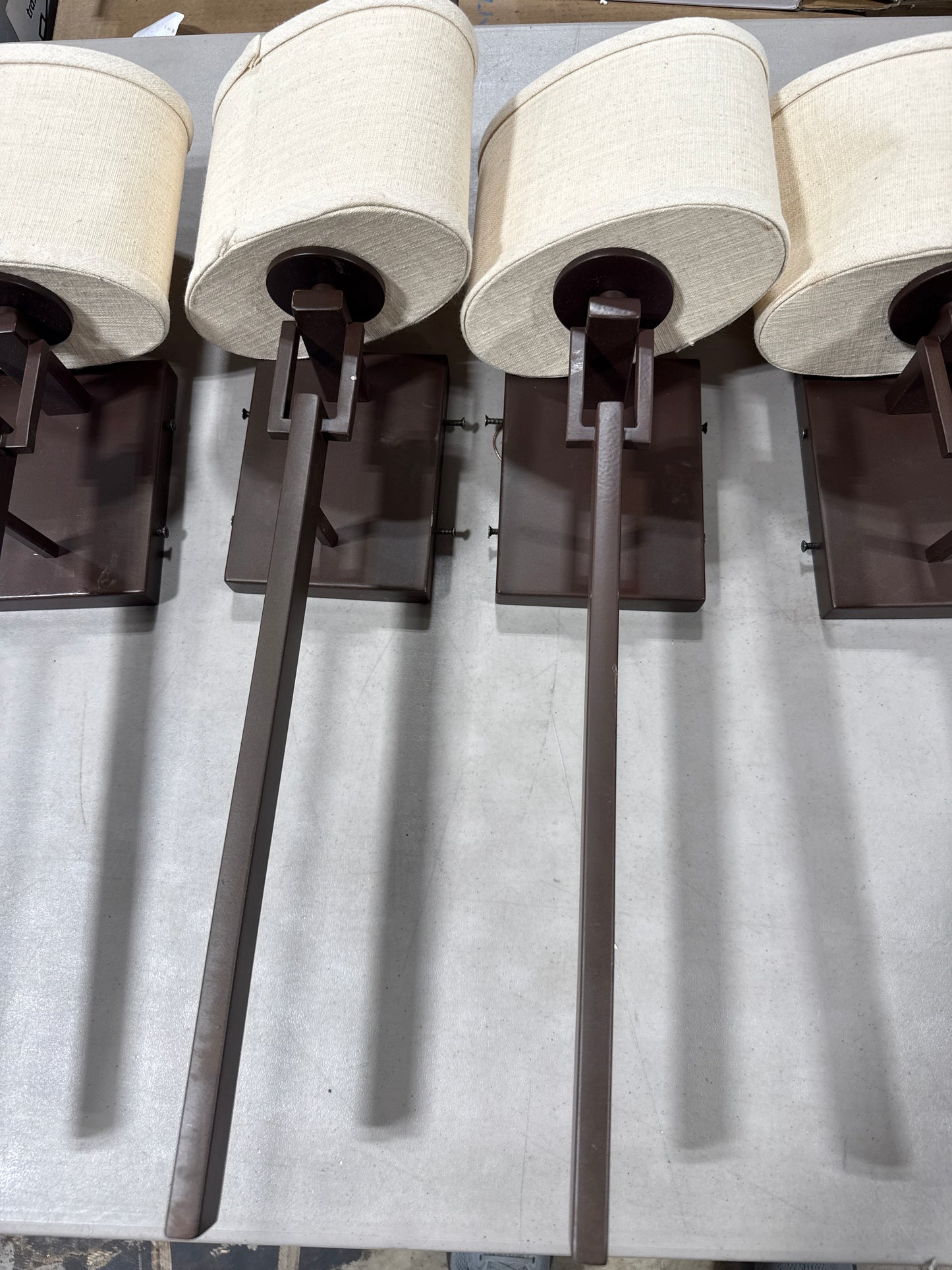 9 x Alpine ADA 1-Light Wall Sconce - Dark Bronze - Cream Linen Fabric Shade