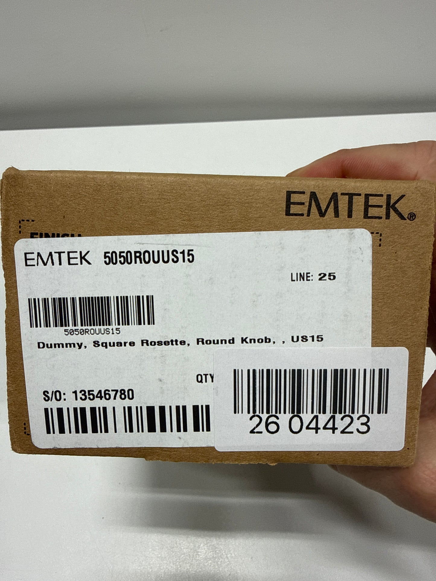 EMTEK Square Rosette Dummy, Pair with Matching Finish Round Knob  - 5050ROUUS15 - Satin Nickel (US15)