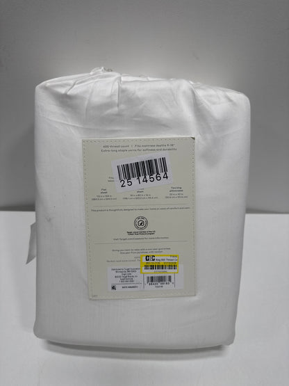 King 600 Thread Count Sateen Sheet Set White - Casaluna