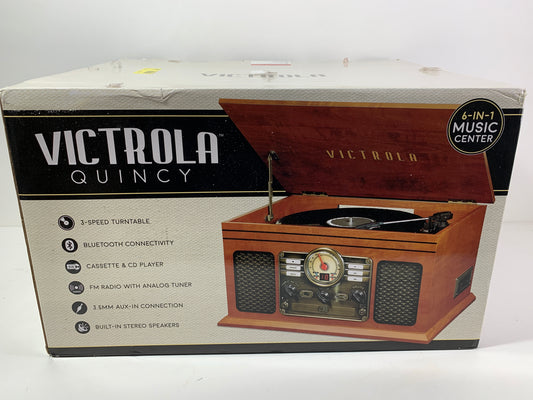 Victrola Nostalgic 6-in-1 Bluetooth Record Player & Multimedia Center with Built-in Speakers - 3-Speed Turntable, CD & Cassette Player, FM Radio | Wireless Music Streaming | Mahogany