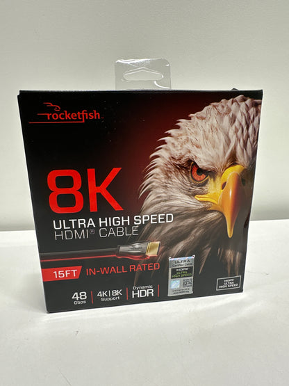 Rocketfish™ - 15' 8K Ultra High Speed HDMI 2.1 Certified Cable - Black