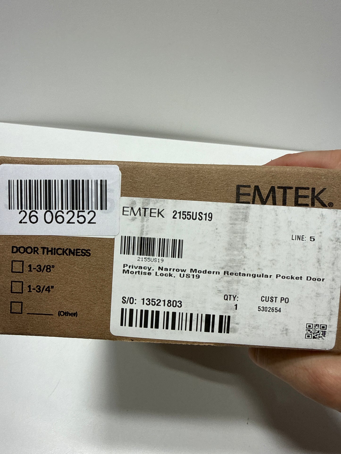 Emtek - Privacy, Narrow Modern Rectangular Pocket Door Mortise Lock, US19 - Flat Black