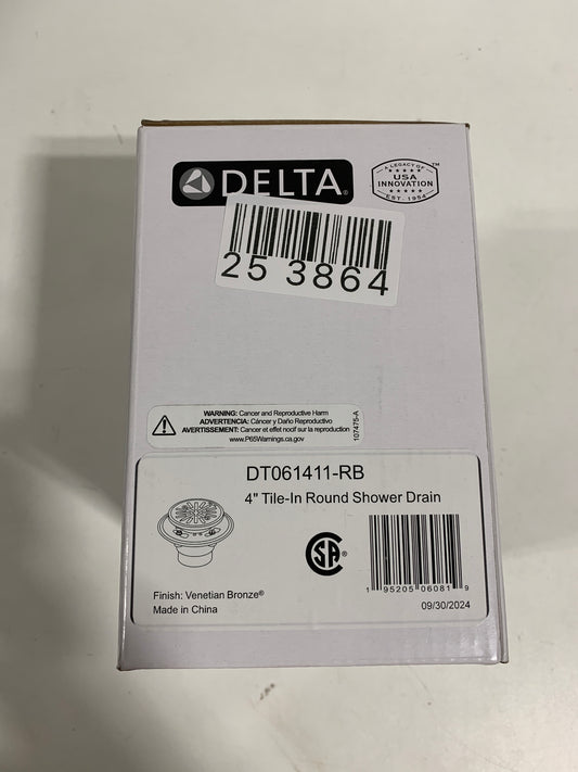 Delta DT061411 4" Tile-in Round Shower Drain Venetian Bronze Showers Shower Drains Standard Drains