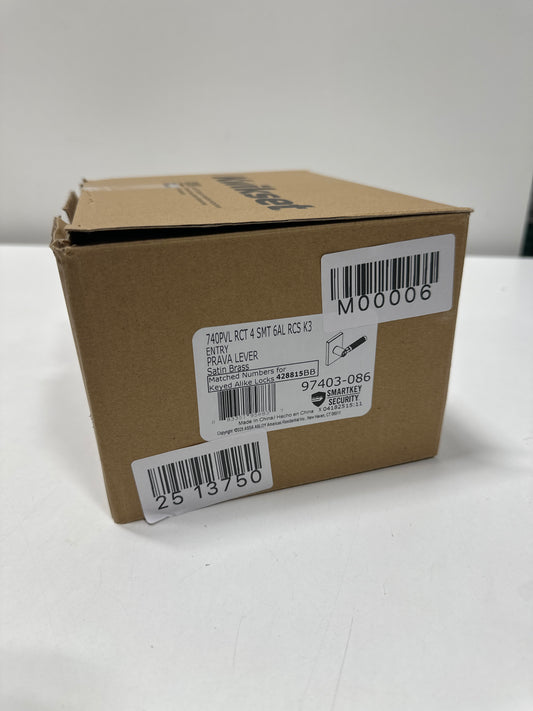 Kwikset 740Pvlrct-S Prava Single Cylinder Keyed Entry Lever Set - Brass