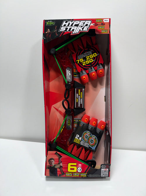 Zing HyperStrike Bow & Arrow Toy Set Red with 6 Zonic Whistle Foam Arrows