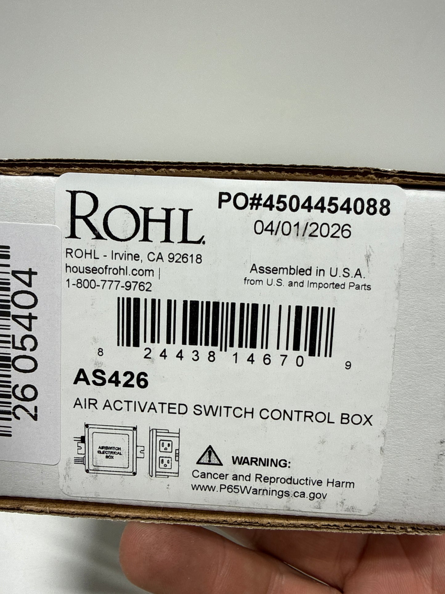 Rohl Air Activated Switch Control Box Only for Waste Disposal with Two Outlets 60 Flexible Tubing and Two Brass Mounting Screws for Use with the As42