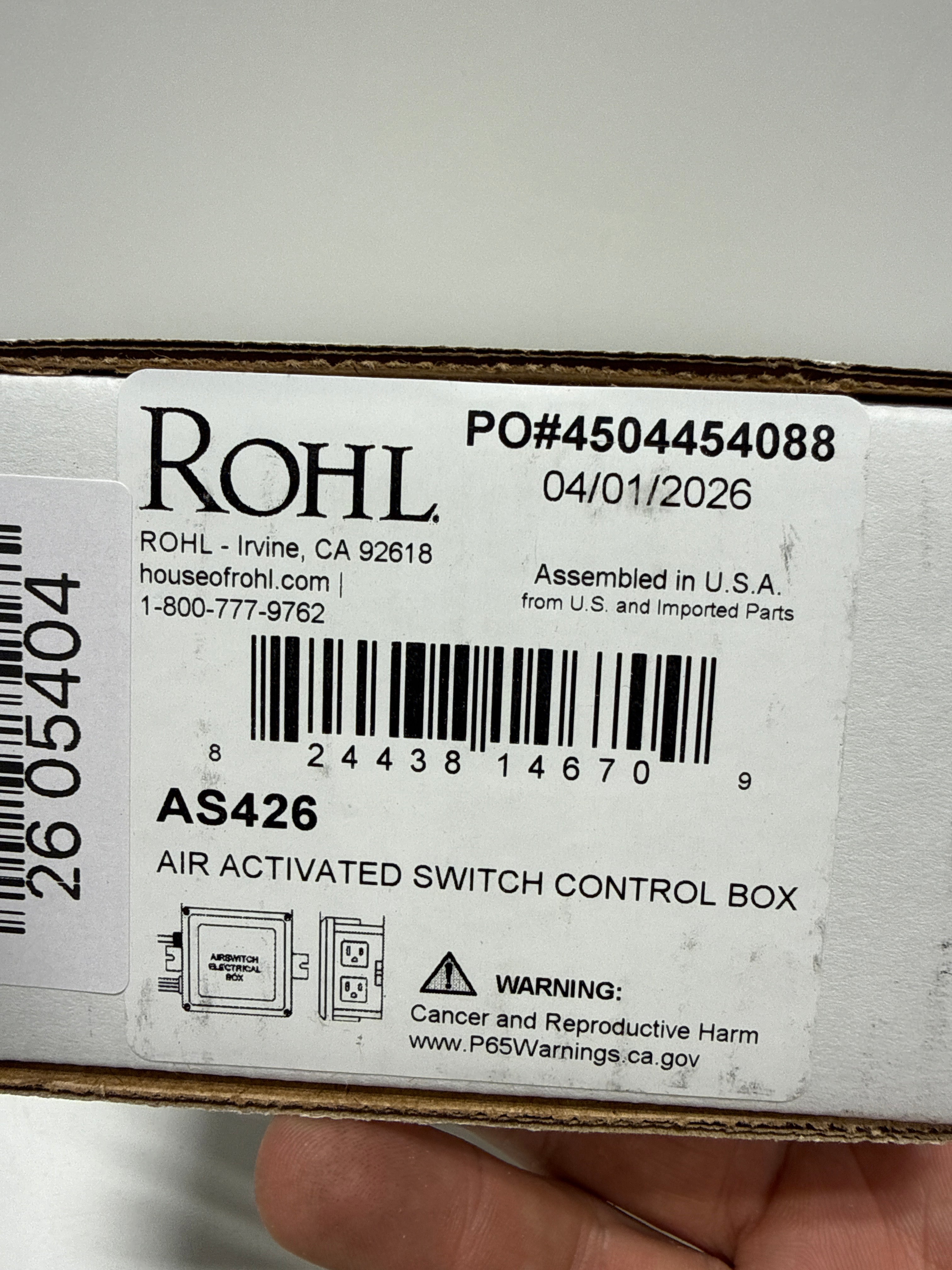 Rohl Air Activated Switch Control Box Only for Waste Disposal with Two Outlets 60 Flexible Tubing and Two Brass Mounting Screws for Use with the As42