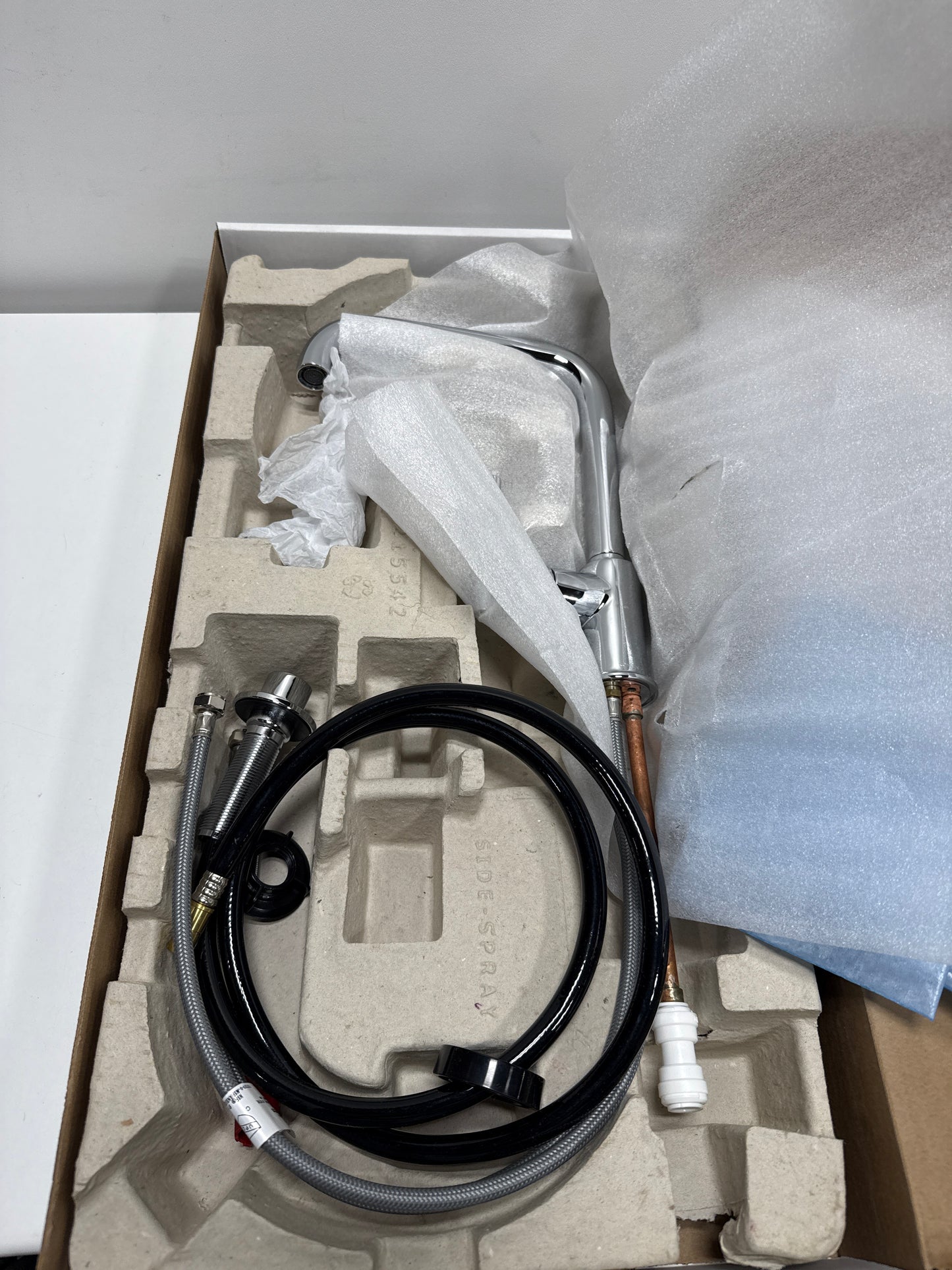 Kohler Purist Single-Handle Standard Kitchen Faucet with Side Sprayer in Polished Chrome