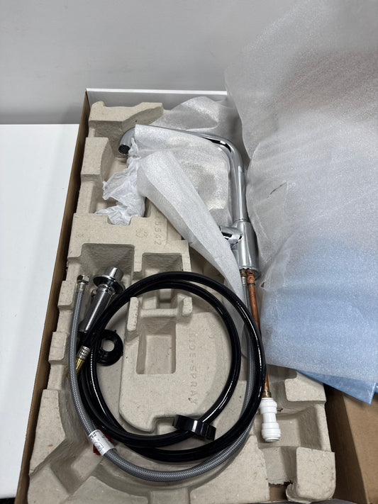 Kohler Purist Single-Handle Standard Kitchen Faucet with Side Sprayer in Polished Chrome