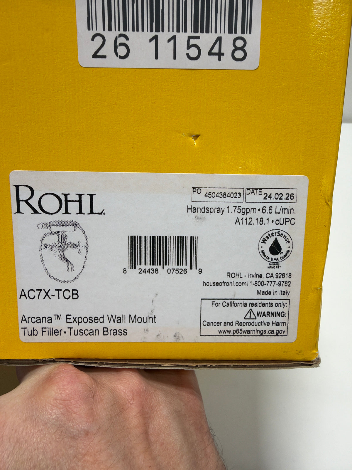 Rohl AC7X-TCB Cisal Exposed Tub Filler with Hand Shower And Metal Cross Handles Less, Tuscan Brass