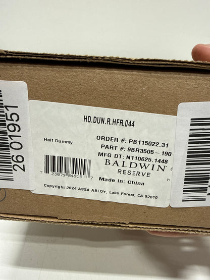 Baldwin HD.DUN.R.HFR Dunsmoor Non-Turning One-Sided Dummy Door Lever with Chamfered 5" Rose from the Reserve Collection Lifetime Satin Bras