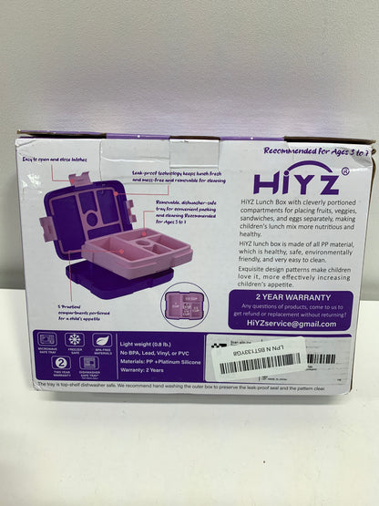 HiYZ Bento Lunch Box for Kids with 5 Compartments,Leak-proof Lunch Box Kids,Ideal Portion Sizes Toddler Lunch Box for Daycare aged 3-7 years,Durable, Drop-Proof, Dishwasher Safe(Unicorn