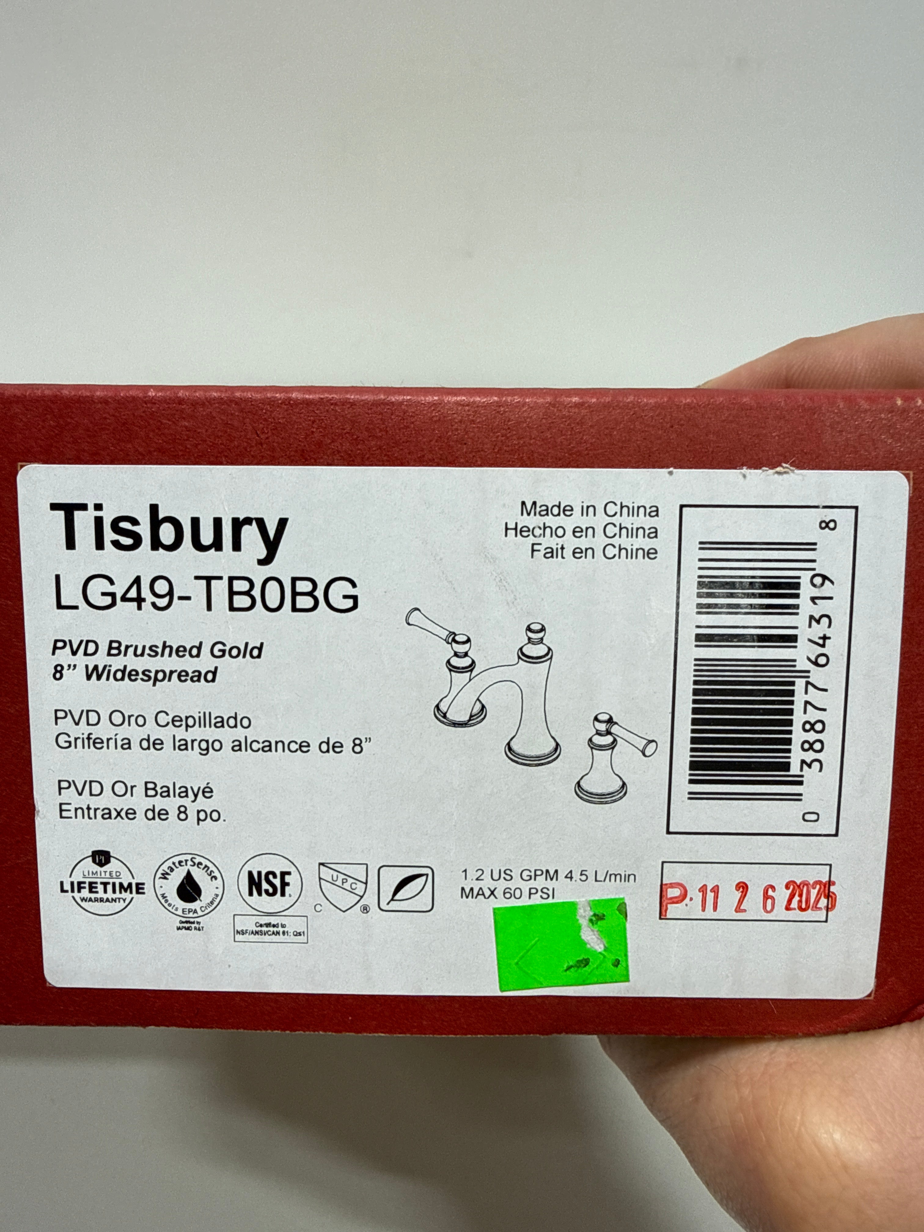Pfister, LG49-TB0BG, Tisbury 1.2 GPM Widespread Bathroom Faucet - Pop-Up Drain Included, Brushed Gold