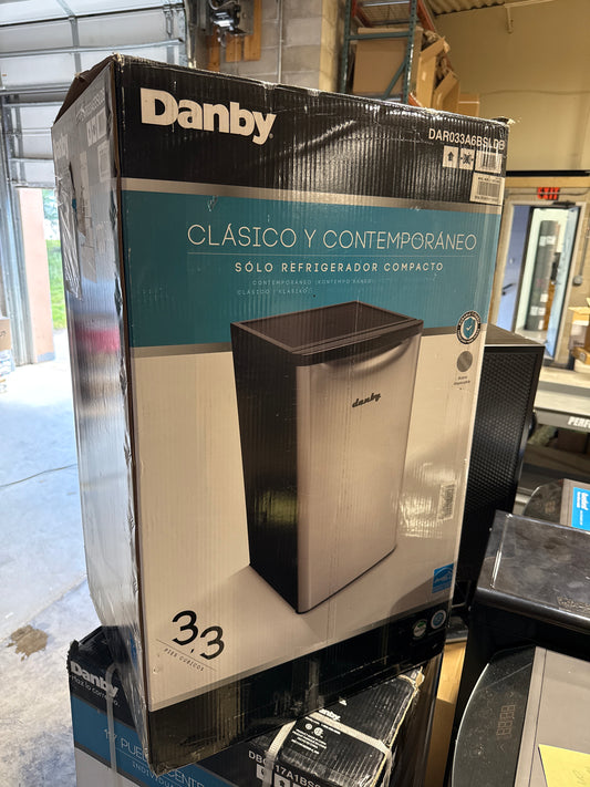 Danby 3.3 Cu. Ft. Retro Mini Fridge in Stainless Steel Without Freezer
