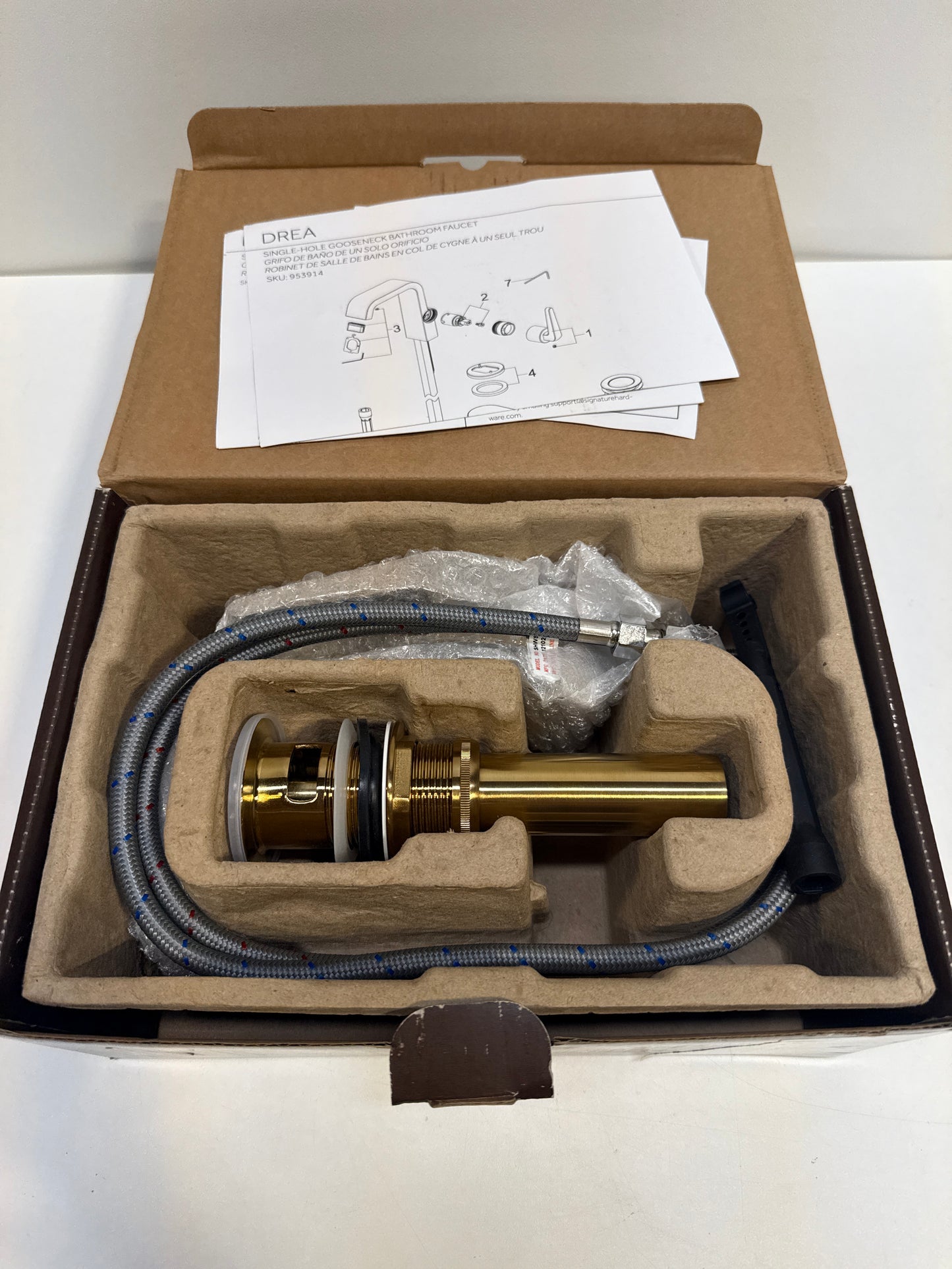 Signature Hardware 953914 Drea 1.2 GPM Single Hole Bathroom Faucet with Pop-up Drain