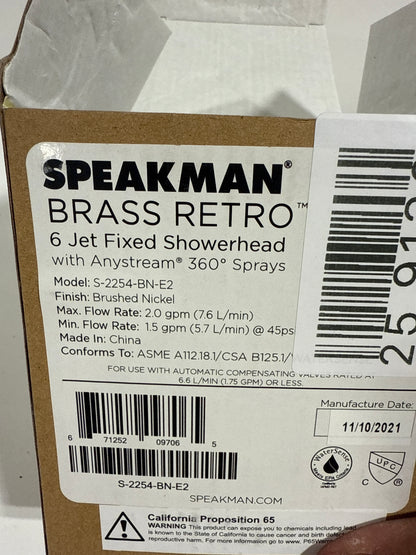 Speakman S-2254-E2 Signature Brass 2.0 GPM Multi-Function Shower Head Brushed Nickel