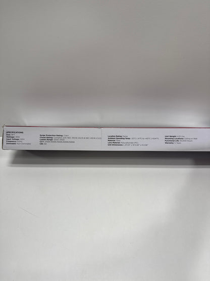 Satco 65-1213 4FT LED Ceiling Wrap Light with Pull Chain, 39W, CCT Selectable 2700K–5000K, 3400 Lumens, 120V, White Steel Housing, Polycarbonate Lens, Non-Dimmable, Damp Rated