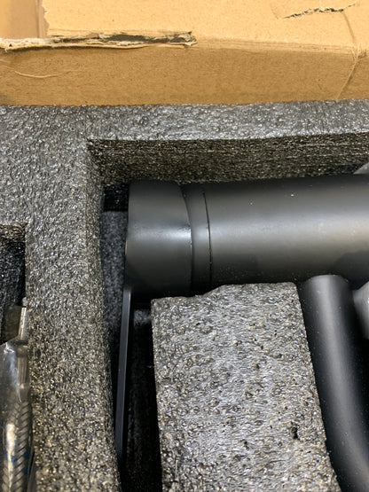 Scratch gotonovo Bathroom Sink Faucet Lavatory Vanity Mixer Bar Tap Combo Single Hole Single Handle Deck Mount with Water Supply Lines Matte Black Short with ABS Pop Up Drain