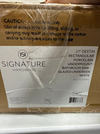Signature Hardware 948175 Destin 18" Rectangular Porcelain Undermount Bathroom Sink - Glazed Underside White