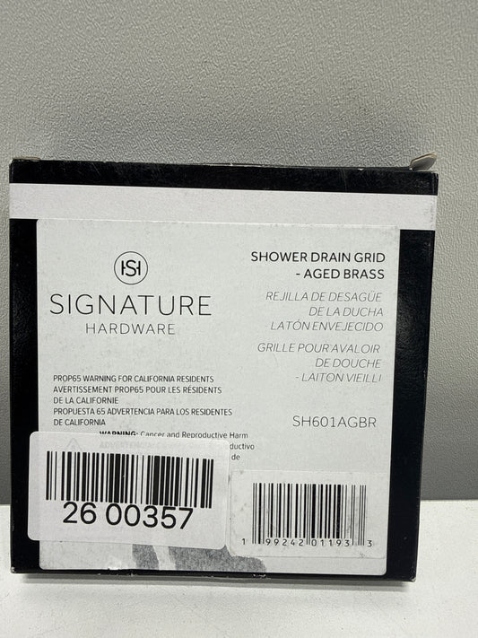 Signature Hardware 932346 FundamentALL 4-1/2" Round Screw-in Shower Drain Cover Aged Brass