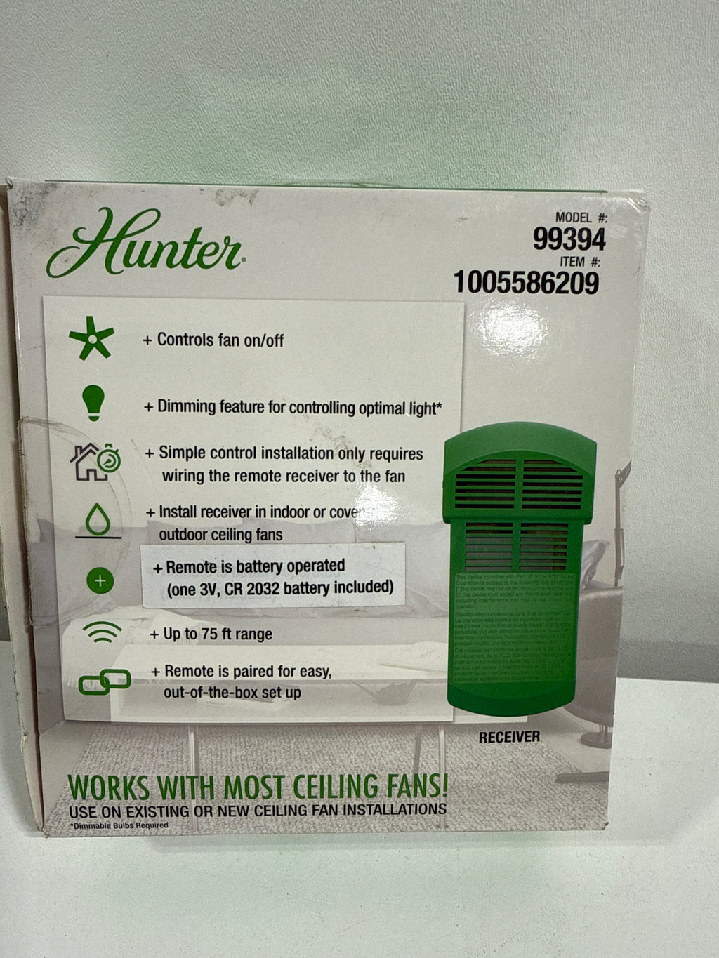 Universal on/Off Damp Rated Ceiling Fan Remote Control White - *Lighting & Electrical