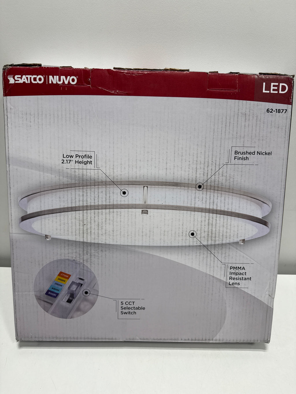 Glamour LED 17 Inch Flush Mount Brushed Nickel Finish 27K/3K/35K/4K/5K CCT Selectable