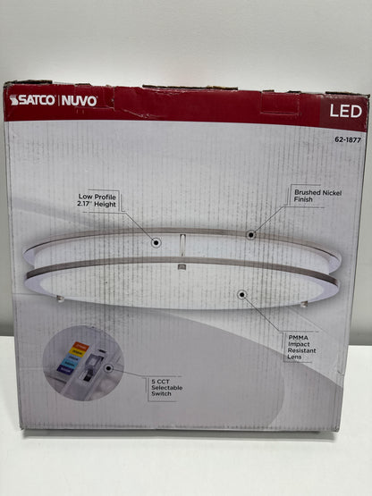 Glamour LED 17 Inch Flush Mount Brushed Nickel Finish 27K/3K/35K/4K/5K CCT Selectable