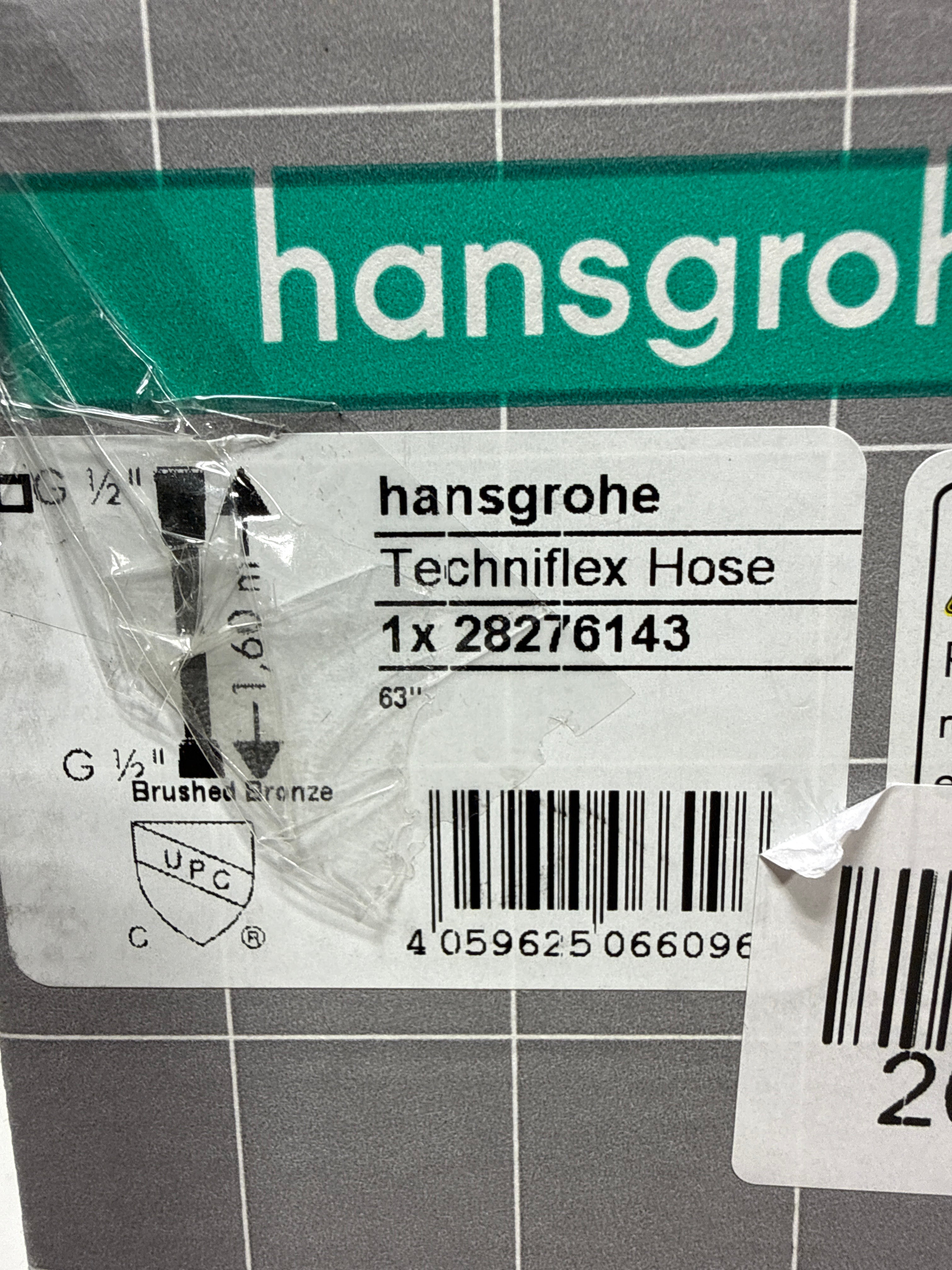 hansgrohe Techniflex Handheld Shower Replacement Shower Hose 63-inch Easy Install Modern Shower Hose in Brushed Bronze, 28276143