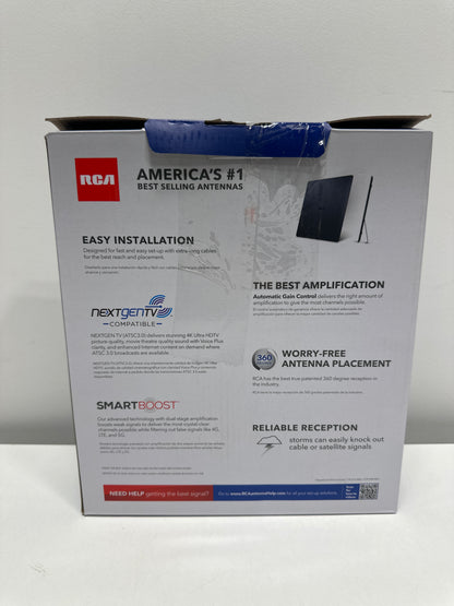 RCA - Indoor Flat Amplified HDTV Antenna - Black