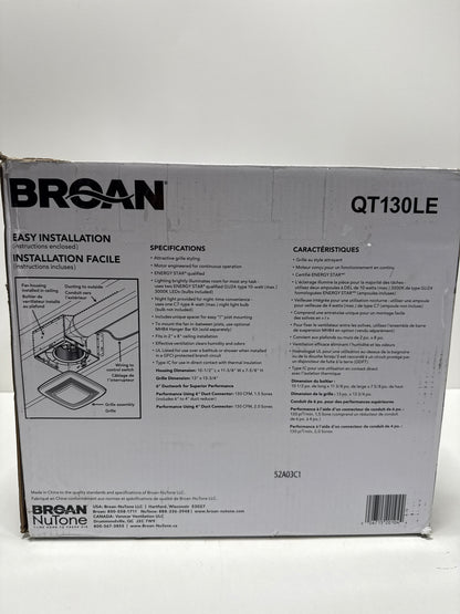 Broan QT130LE - Exhaust Fans Ventilation