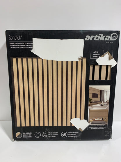 Artika Sonolok Wall Acoustic Panel Oak & Black Set 23.6" X 23.6" 4 Pack