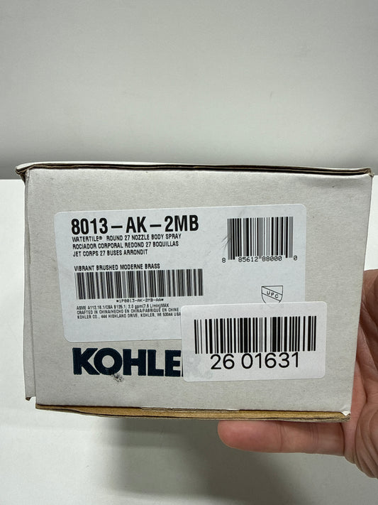 Kohler K8013-AK-2MB WaterTile 2 GPM Round Metal Body Spray with Katalyst Technology Vibrant Brushed Moderne Brass