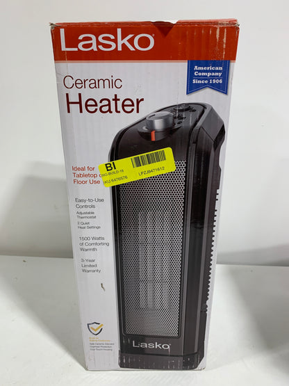 Lasko - 1500-Watt Portable Ceramic Heater for Tabletop or Floor - Black