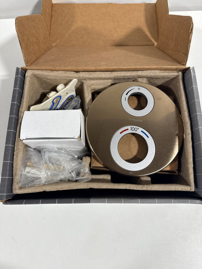 Hansgrohe 15757 Ecostat S Thermostatic Valve Trim Only with Integrated Volume Control for 1 Distinct Function - Less Rough in Brushed Bronze Showers