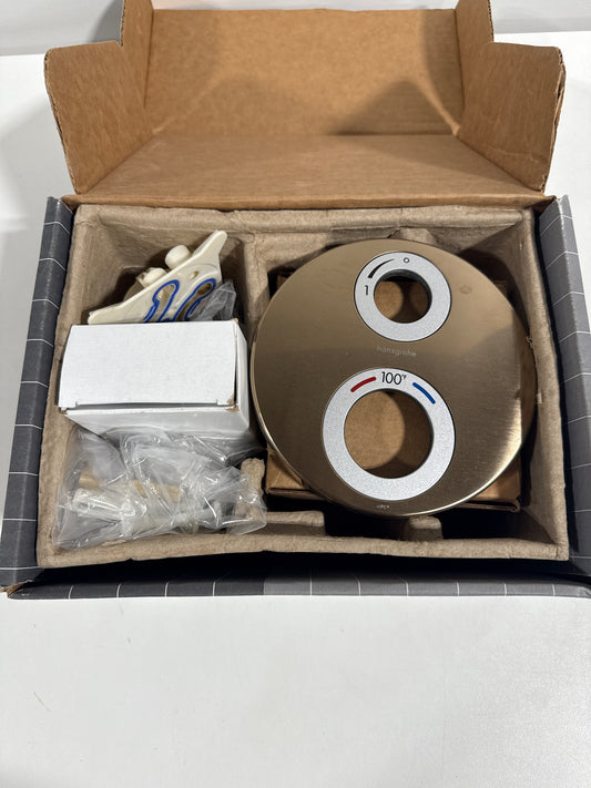 Hansgrohe 15757 Ecostat S Thermostatic Valve Trim Only with Integrated Volume Control for 1 Distinct Function - Less Rough in Brushed Bronze Showers