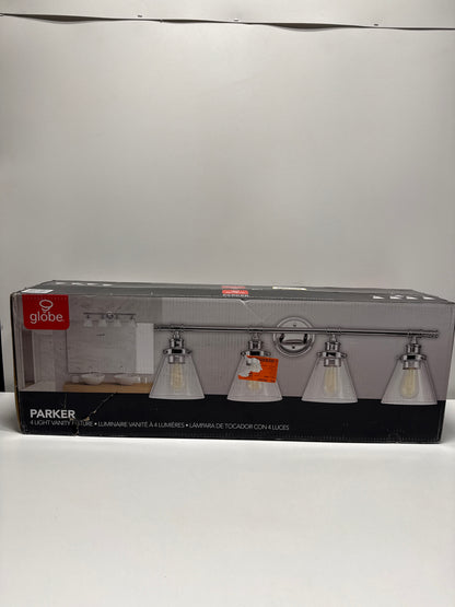 Globe Electric Parker 4-Light Chrome Vanity Light with Clear Glass Shades 51446