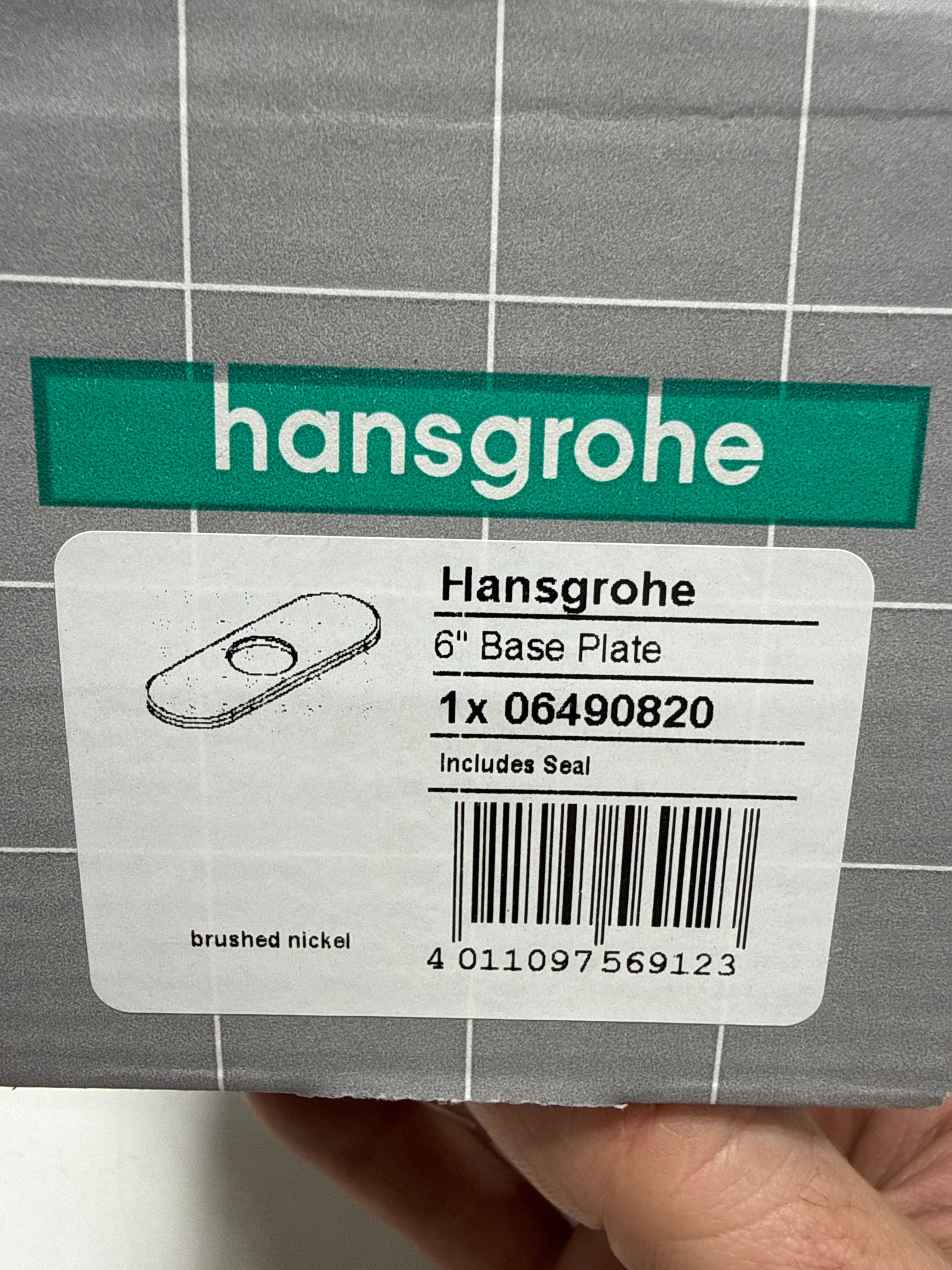 hansgrohe Base Plate for Contemporary Single-Hole Faucets, 6" Upgrade 6-inch Modern Base Plate for Bathtub Faucet in Brushed Nickel, 06490820