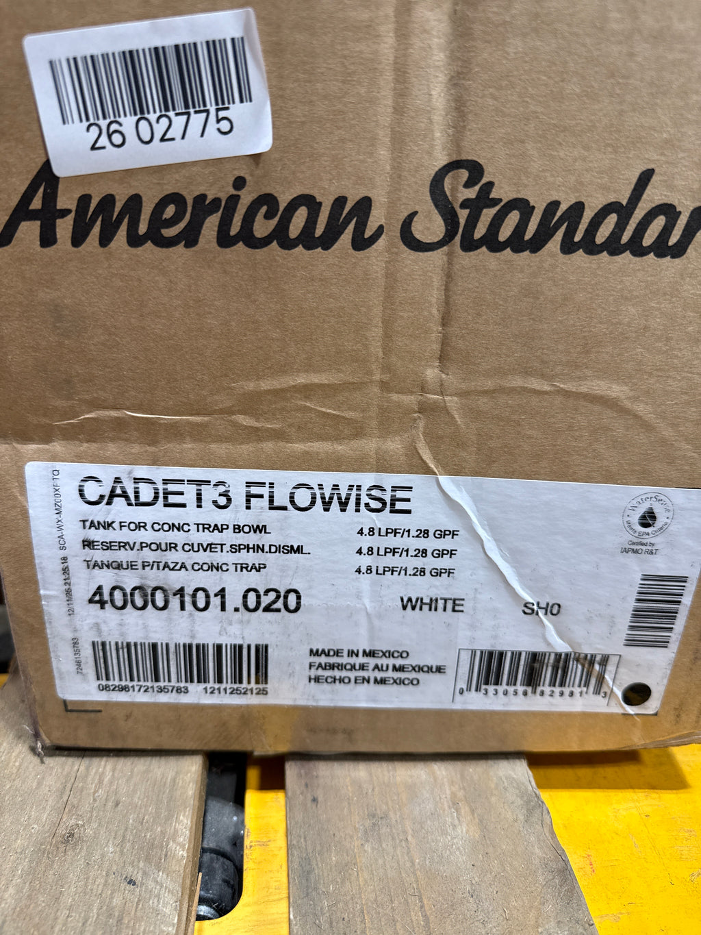 American Standard Cadet 3-Flo Wise 2-Piece 1.28 GPF Single Flush Elongated Toilet in White