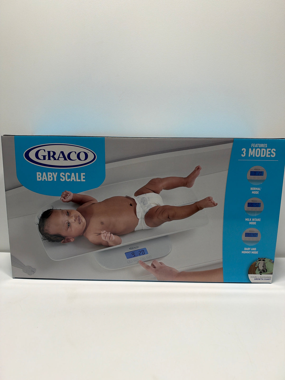 Graco Digital LCD Infant to Toddler to Big Kid Multifunction Baby Weight Scale 3 Weighing Modes Removable Tray Downloadable Growth Chart 220 Lb